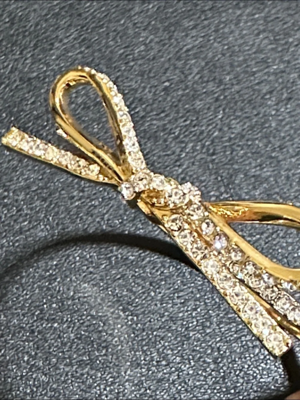 Kate Spade New York Skinny Mini Pave’ Gold Plate Bow Hinged Bangle Bracelet